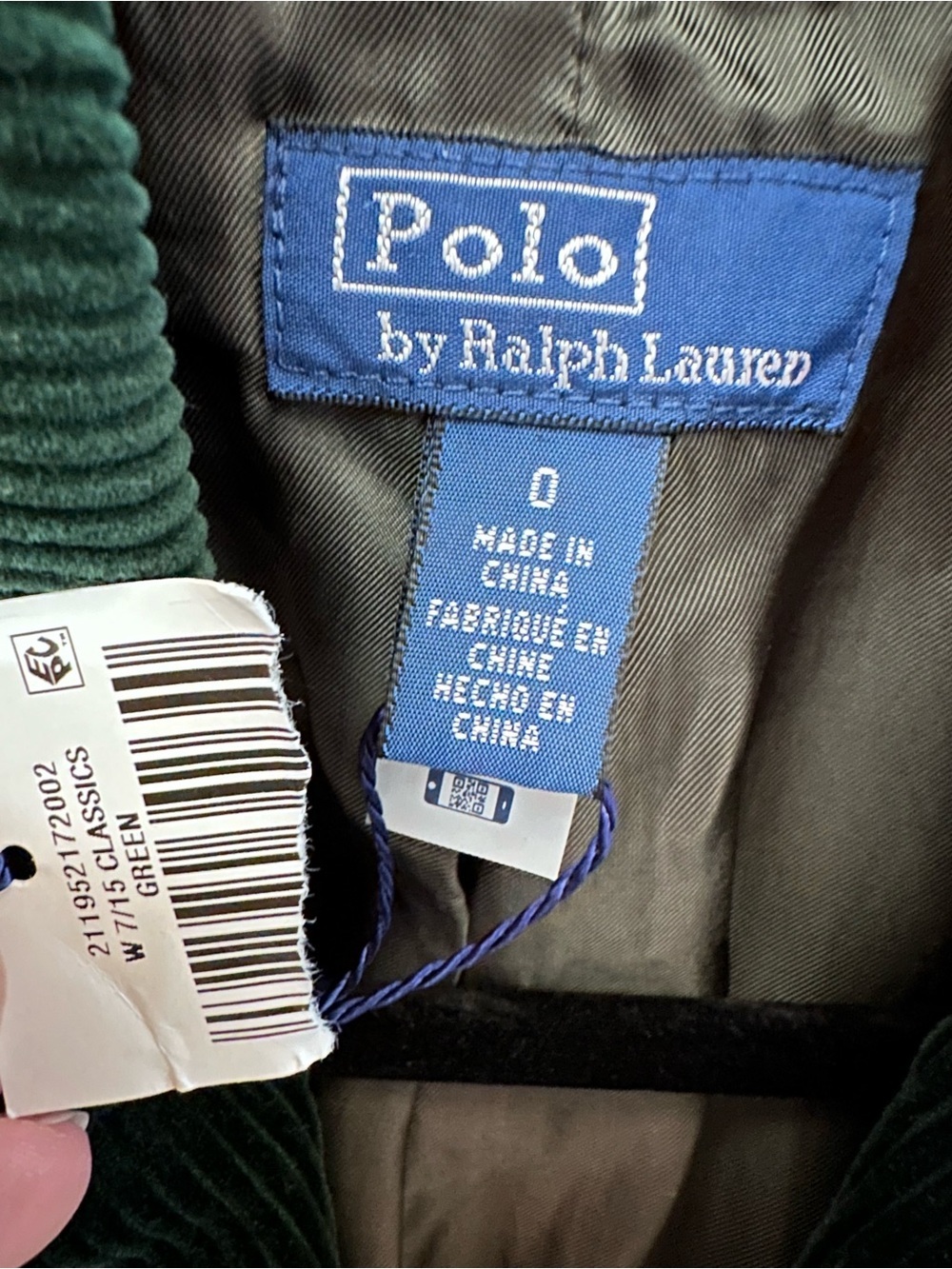 New Polo Ralph Lauren 100% cotton green corduroy preppy classic academic blazer - Picture 11 of 16